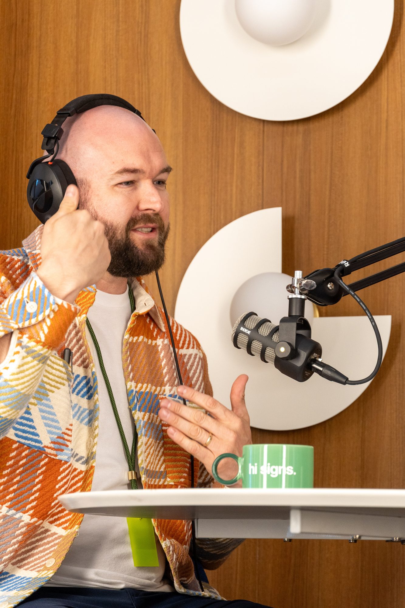 Kelso Brennan during a podcast recording